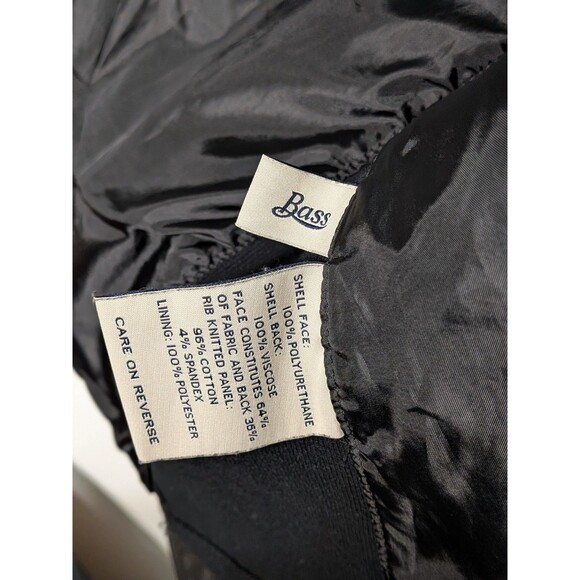 G.H. Bass Faux Leather Moto Jacket Women's L Black Biker Zip Quilted Stretch - Picture 3 of 7